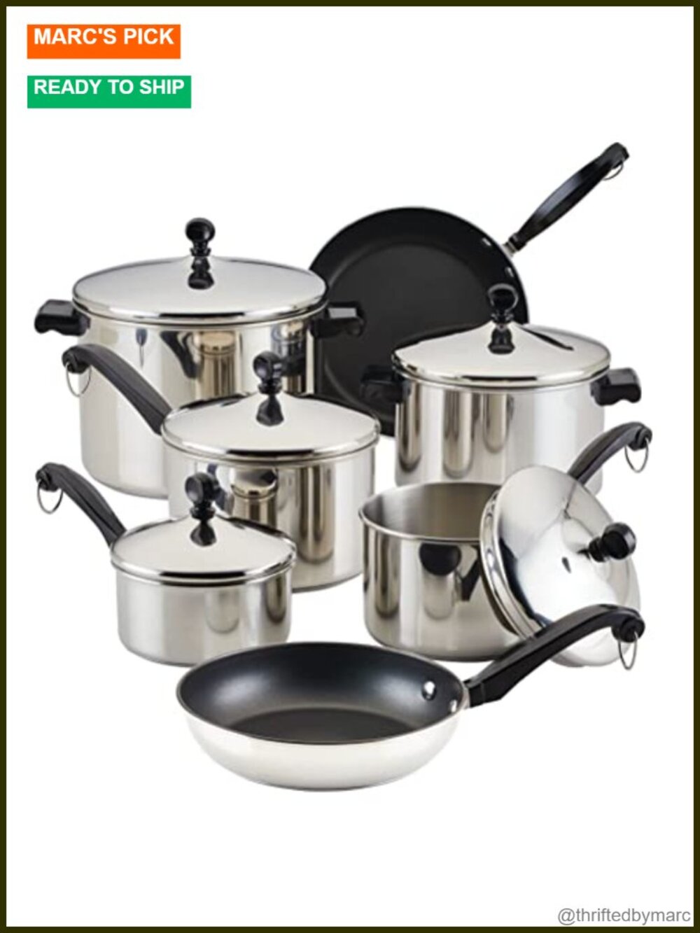 15-Piece Stainless Steel Cookware Set Pots and Pans with Lids